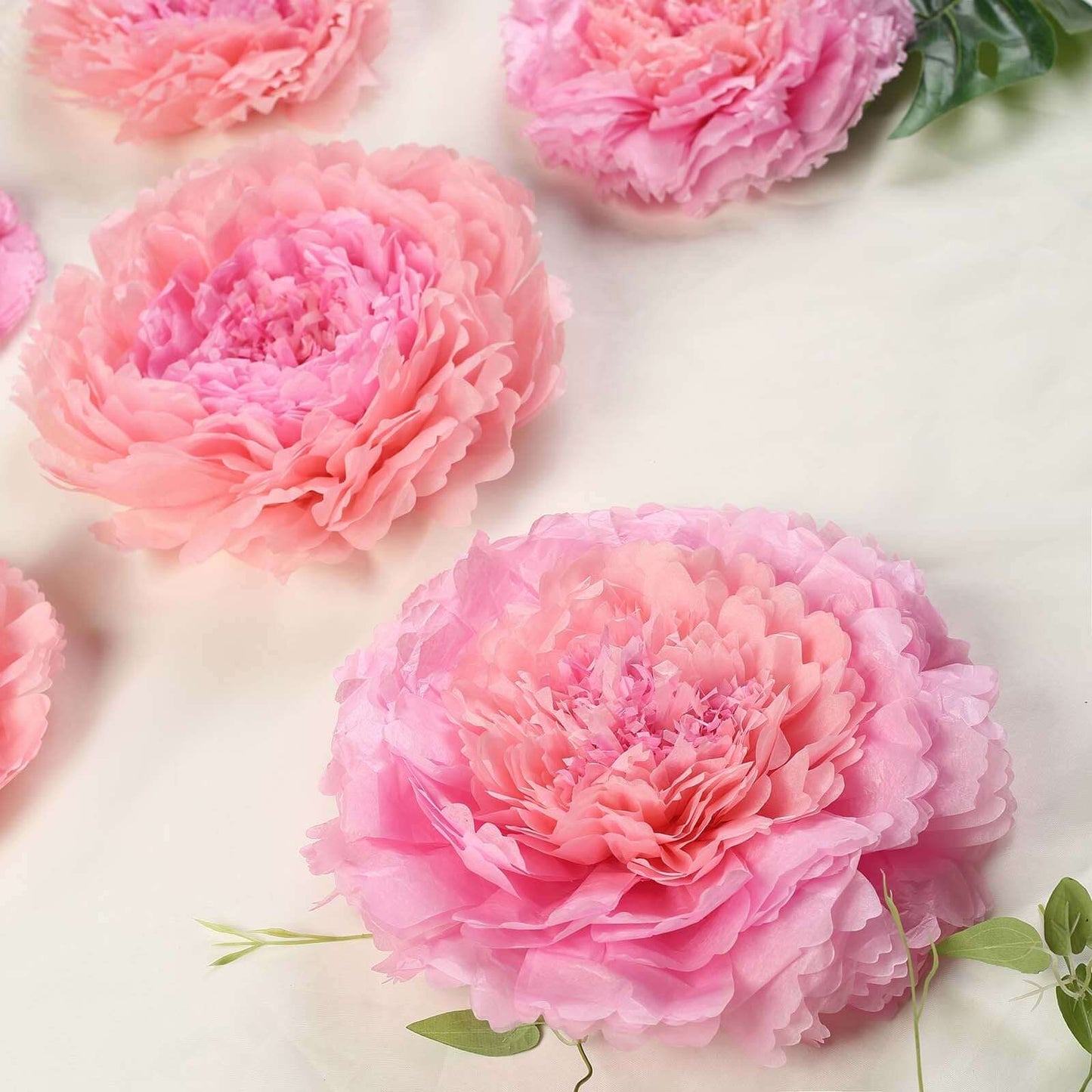 Set of 6 Blush Pink Giant Carnation 3D Paper Flowers Wall Decor - 12",16",20"