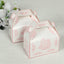 25 Pack White Pink Candy Gift Tote Gable Boxes in Damask Floral Pattern, Party Favor Treat Boxes - 6"x3.5"x7"