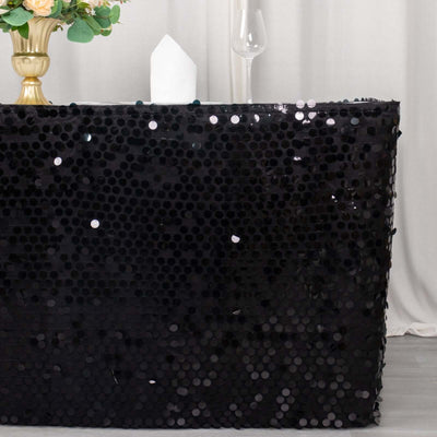 Payette Sequin 21ft Table Skirt Black - Dual Layered Satin Table Cover - Table Skirts