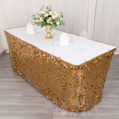 Payette Sequin 21ft Table Skirt Gold - Dual Layered Satin for Shimmering Event DÃ©cor - Table Skirts