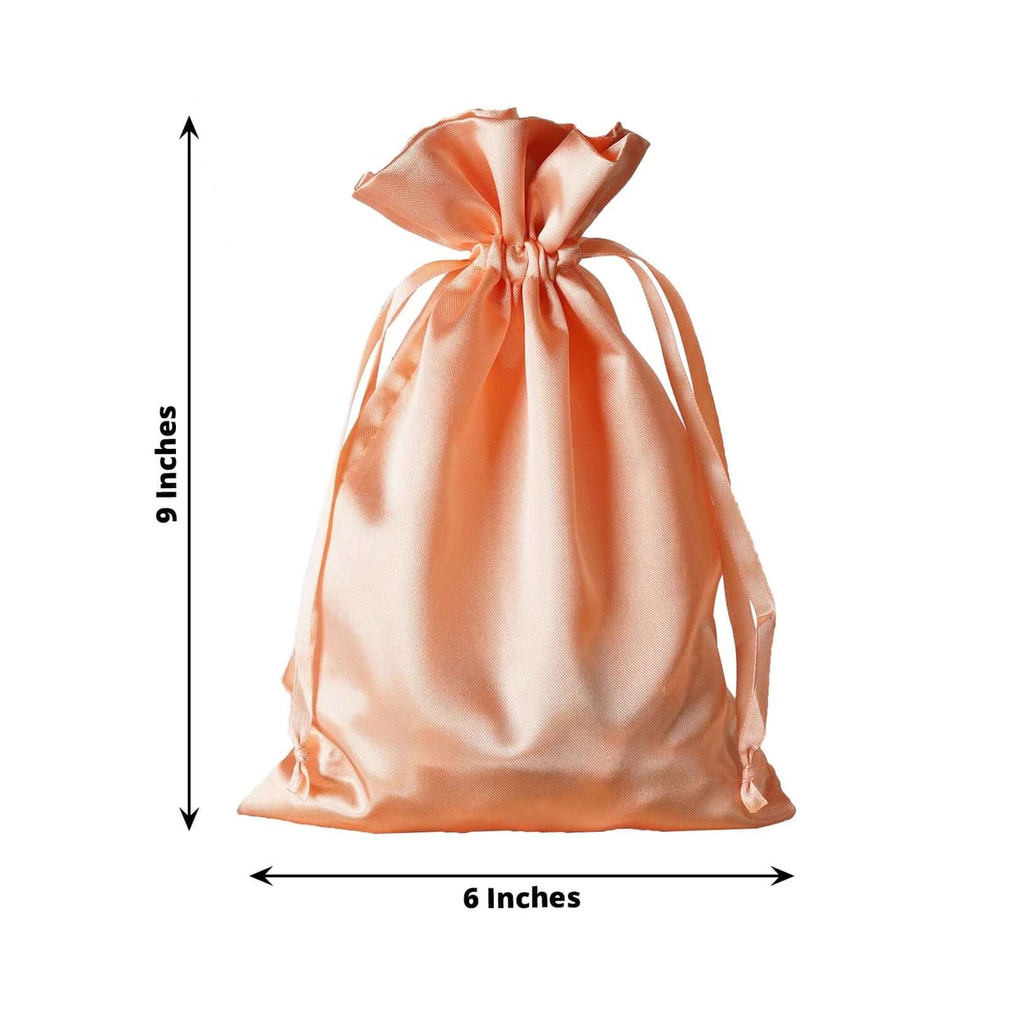12 Pack 6"x9" Peach Satin Drawstring Wedding Party Favor Gift Bags