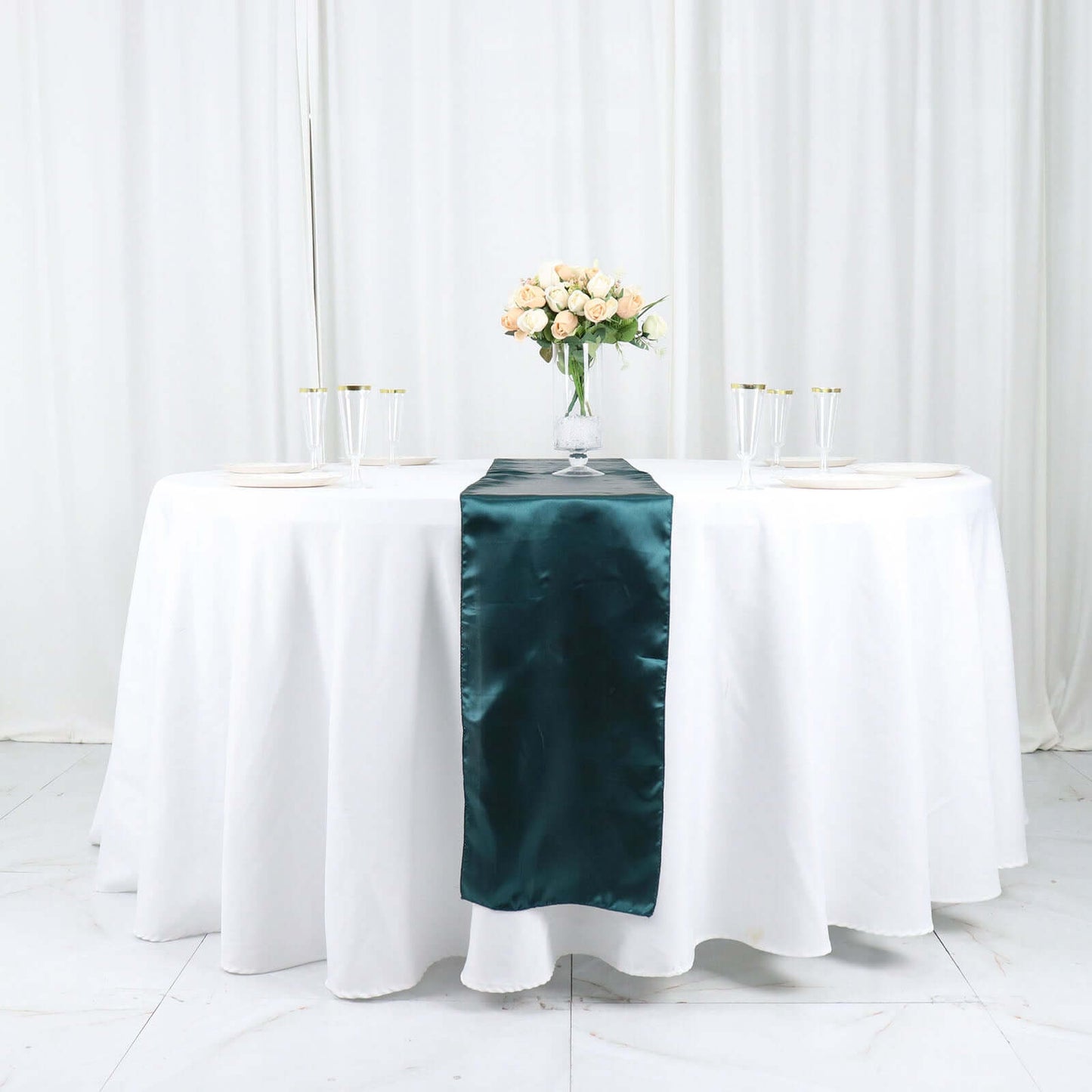 Satin 12"x108" Table Runner Peacock Teal - Stylish Table Linen