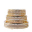 Set of 3 Cake Stands Round Design with Mirror Top Gold - Pearl Beaded Stackable Cupcake Holders Metal 12", 14", 16"