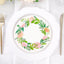 25-Pack Paper 7" Round Dessert Plates in White with Rose/Peony Flower Wreath - Disposable Appetizer Salad Plates for Special Occasions & Gatherings