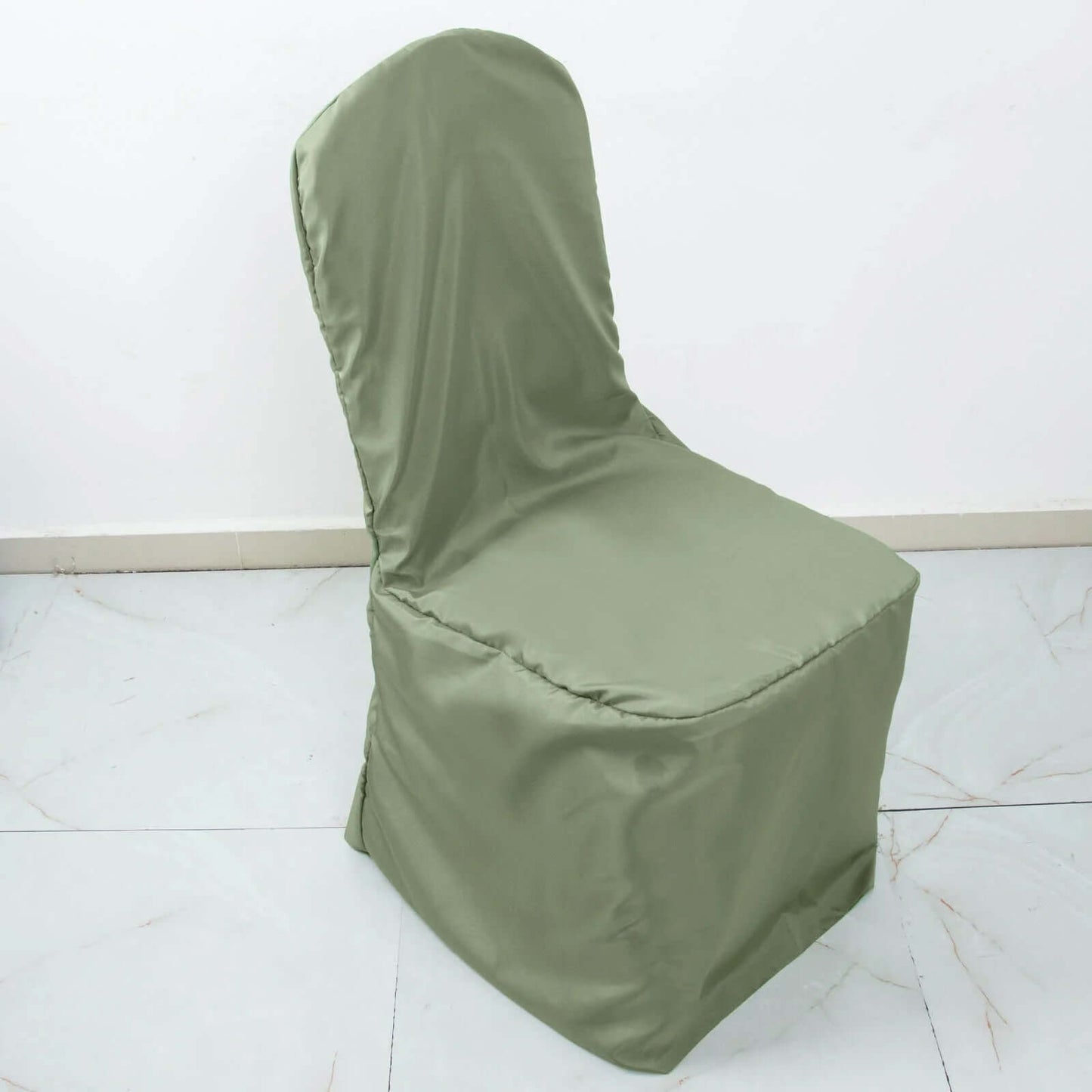 10 Pack Polyester Chair Cover for Banquet Chairs Dusty Sage Green - Stain-Resistant Reusable Slip-On Slipcover