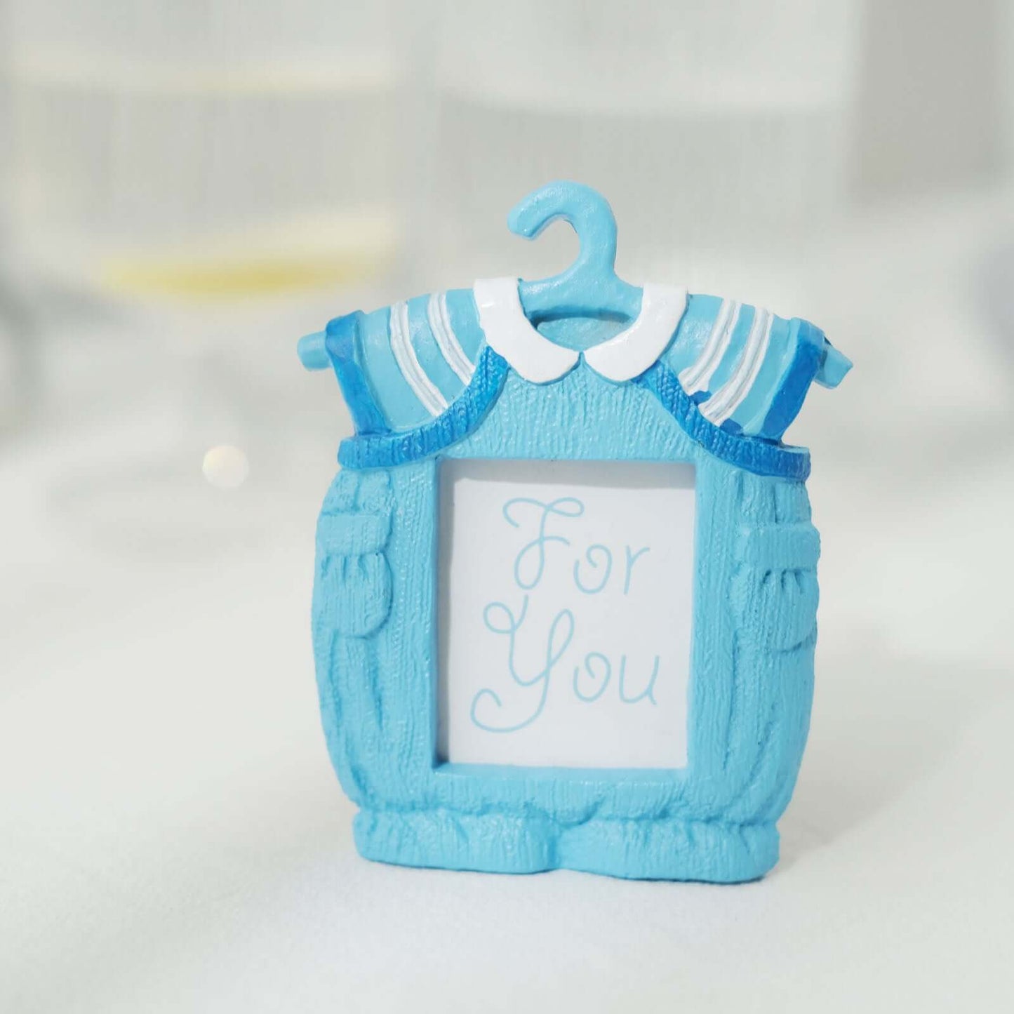 4 Pack Cute 4" Newborn Baby Boy Light Blue Clothes Resin Party Favors Picture Frame, Baby Shower Gender Reveal Party Gifts