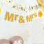 3ft Gold Glittered Mr and Mrs Paper Hanging Wedding Anniversary Banner, Party Garland Banner