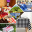 Plastic Table Cover White/Yellow Checkered Rectangle - Lightweight PVC Disposable Tablecloth 54"x108"