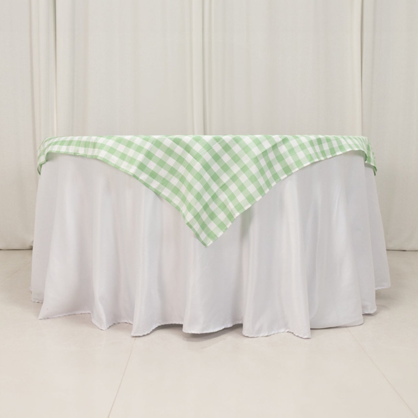Polyester 54"x54" Table Overlay Square Tablecloth White/Sage Green - Checkered Buffalo Plaid Design for Casual Table Settings