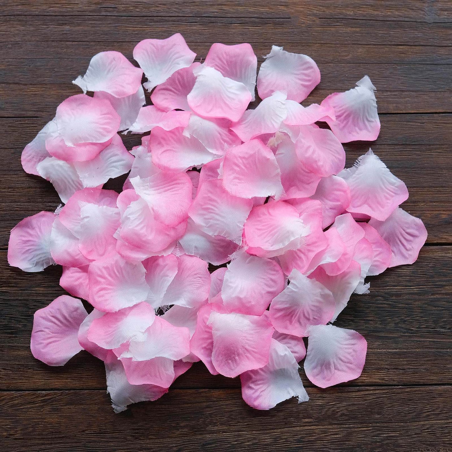 500-Pack Rose Petals Round Design White Pink Silk Confetti - Decorative Scatters for Tables and Floors