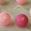 20 LED String Light Garland Pink Cotton Ball Blush, Fuchsia Warm White - Battery Operated Accent Piece 13ft
