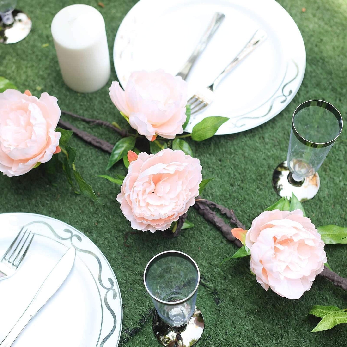 6ft Blush Artificial Silk Peony Hanging Flower Garland, Faux Vine