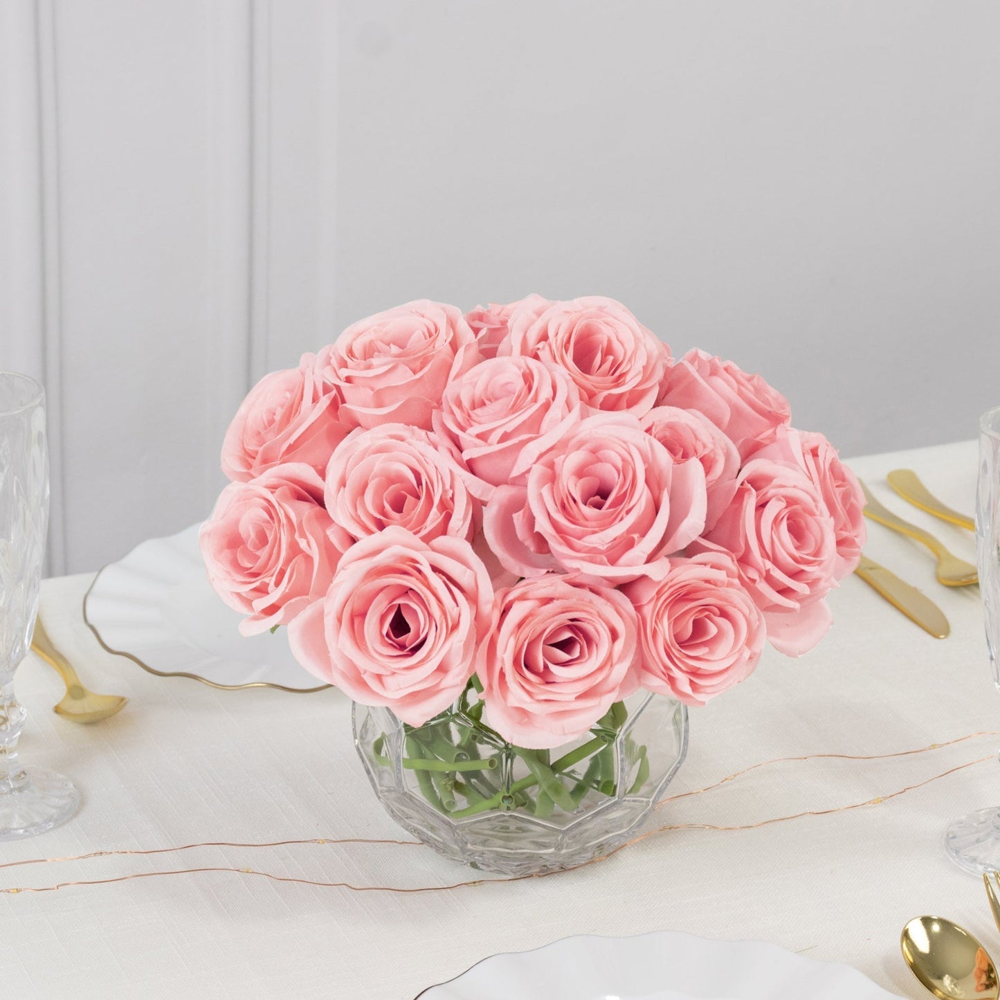 10 Pcs 12" Artificial Silk Roses - Pink, Single Stem Rose for Flower Bouquet Arrangements
