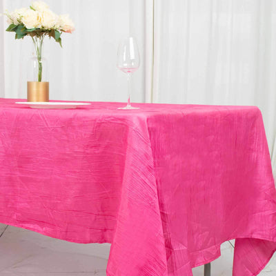 Taffeta 60"x102" Rectangle Tablecloth Fuchsia - Accordion Crinkle Table Cover