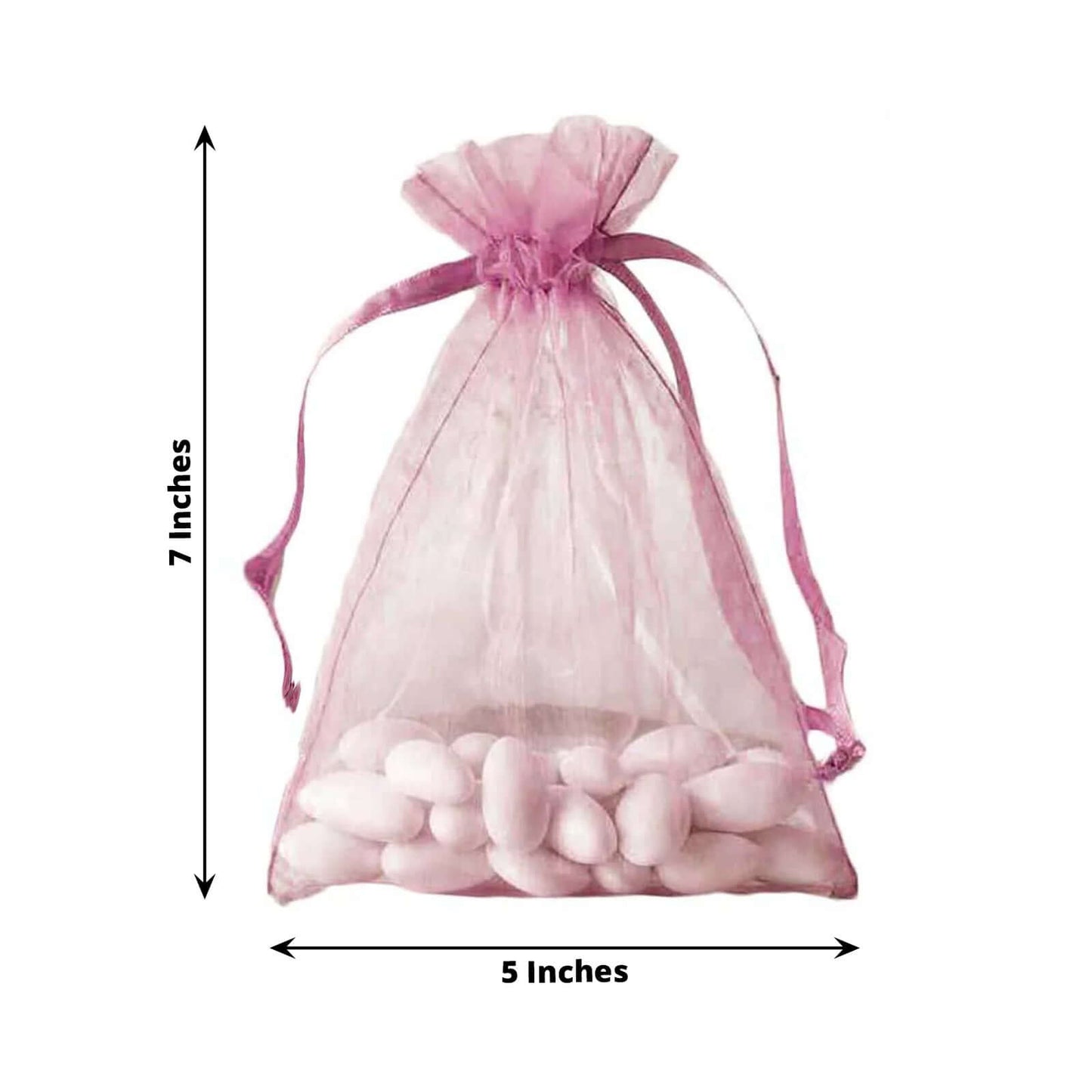 10 Pack 5"x7" Pink Organza Drawstring Wedding Party Favor Gift Bags
