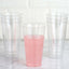 12-Pack Plastic Party Cups Clear Silver Glitter - Durable Disposable Tumblers for Drinks 17oz 6"