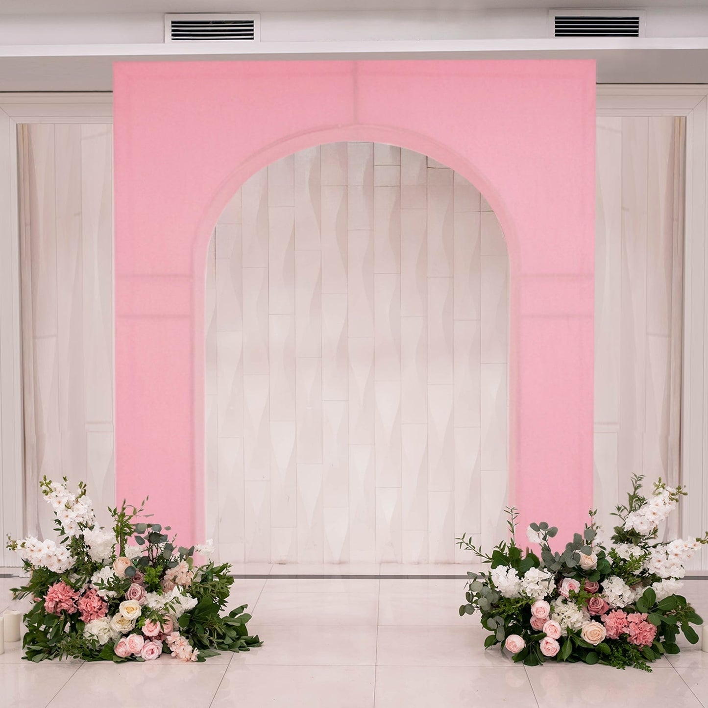 8ft Pink Spandex Backdrop Stand Cover for Arc de Triomphe Stand, Stretch Fitted Floral Balloon Frame Wedding Arch Cover