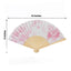 5-Pack Paper Folding Fans Party Favors in White & Pink French Toile Pattern, Handheld Fans with Bamboo Frame