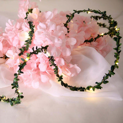 30 LED String Light Garland Green Leaf Design White Light - Battery Operated DÃ©cor Accent 10ft