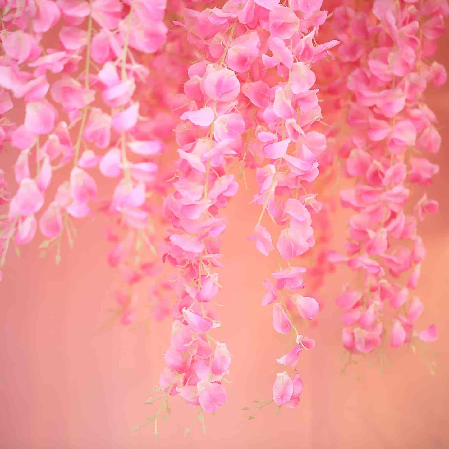 42" Silk Hanging Wisteria Flower Garland Vines in Pink, Elaborated 5 Full Strands in 1 Bush