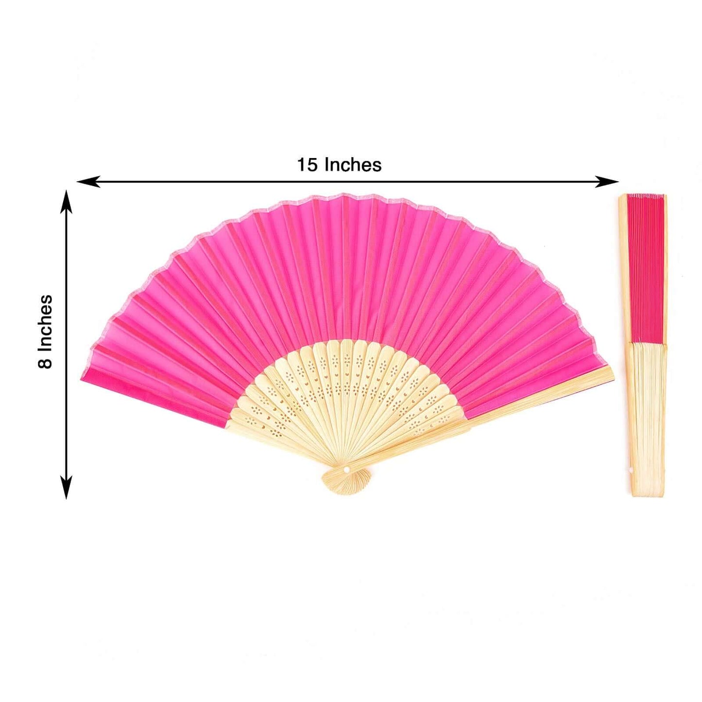 5 Pack Fuchsia Asian Silk Folding Fans Party Favors, Oriental Folding Fan Favors