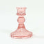 6-Pack Glass Taper Candlestick Holders Diamond Pattern Design Dusty Rose - Reversible Crystal Pillar Votive Stands 4"
