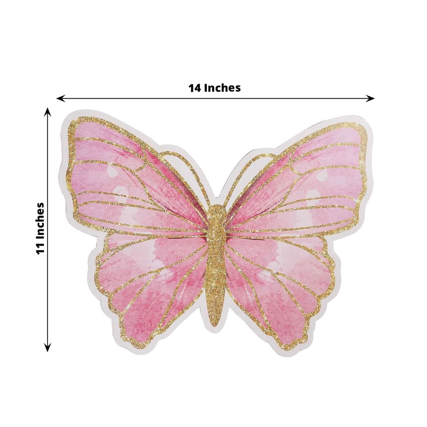 10-Pack Disposable Table Placemats with Pink Butterfly Design & Gold Glitters - 400GSM Cardboard Placemats for Kids' Parties, Baby Showers & Celebrations 14"