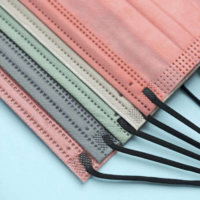 50 Pack 3 Ply Assorted Colors Disposable Face Mask Non Woven Mask with Ear Loop