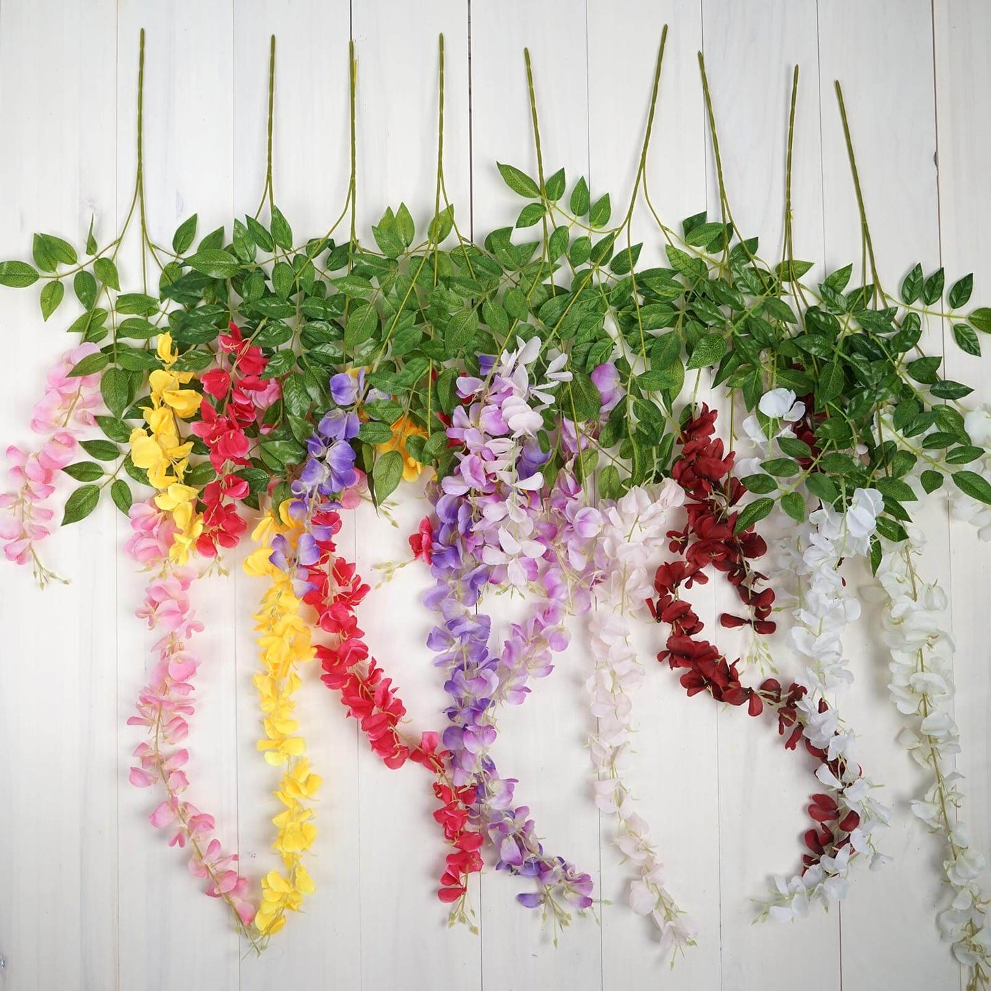 5 Pack 44" Silk Hanging Wisteria Flower Garland Vines in Pink, 3 Strands in 1 Bush