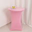 Spandex 30" Round Cocktail Table Cover Pink - Easy to Maintain Stretch Fitted Highboy Tablecloth