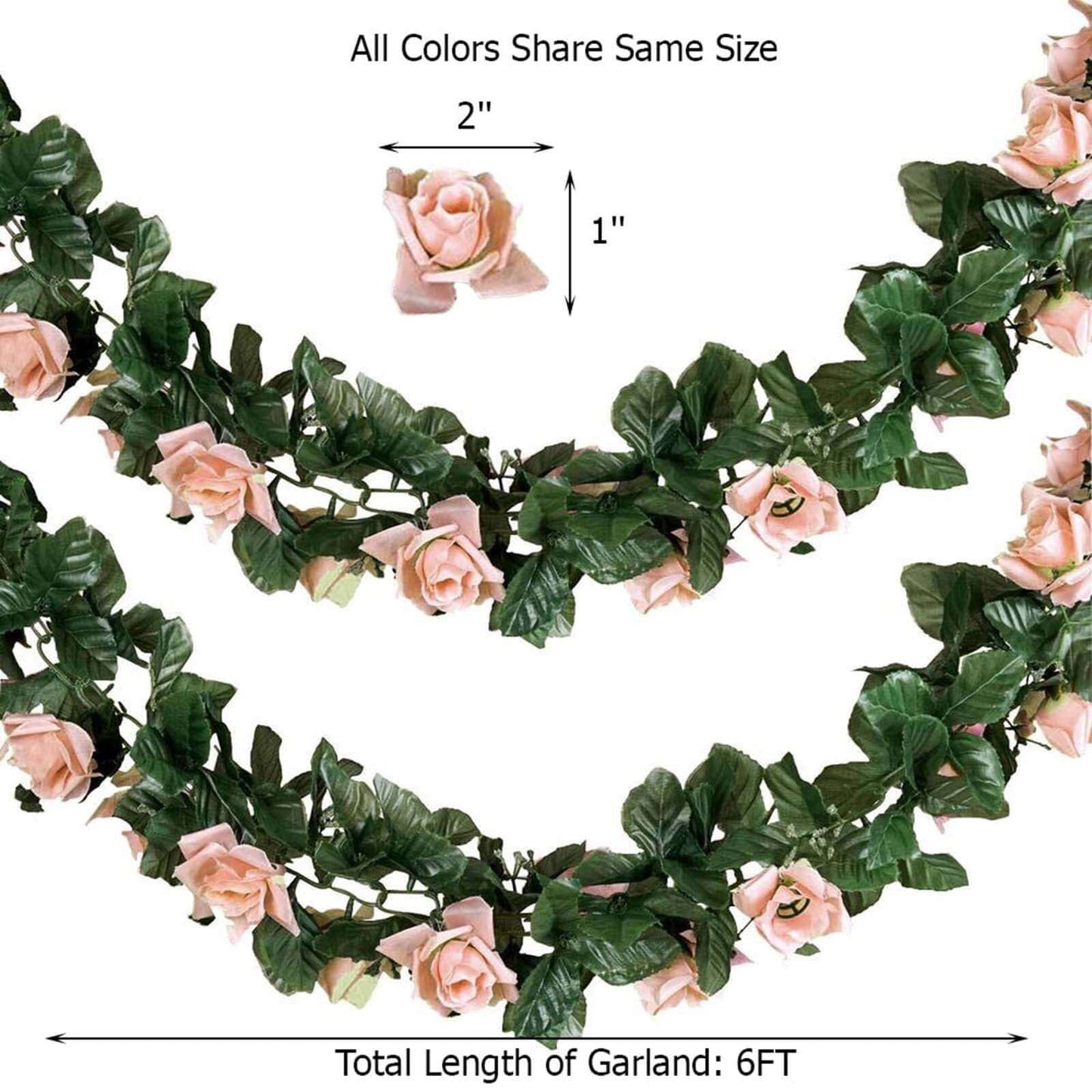 6ft White Artificial Silk Rose Garland UV Protected Flower Chain