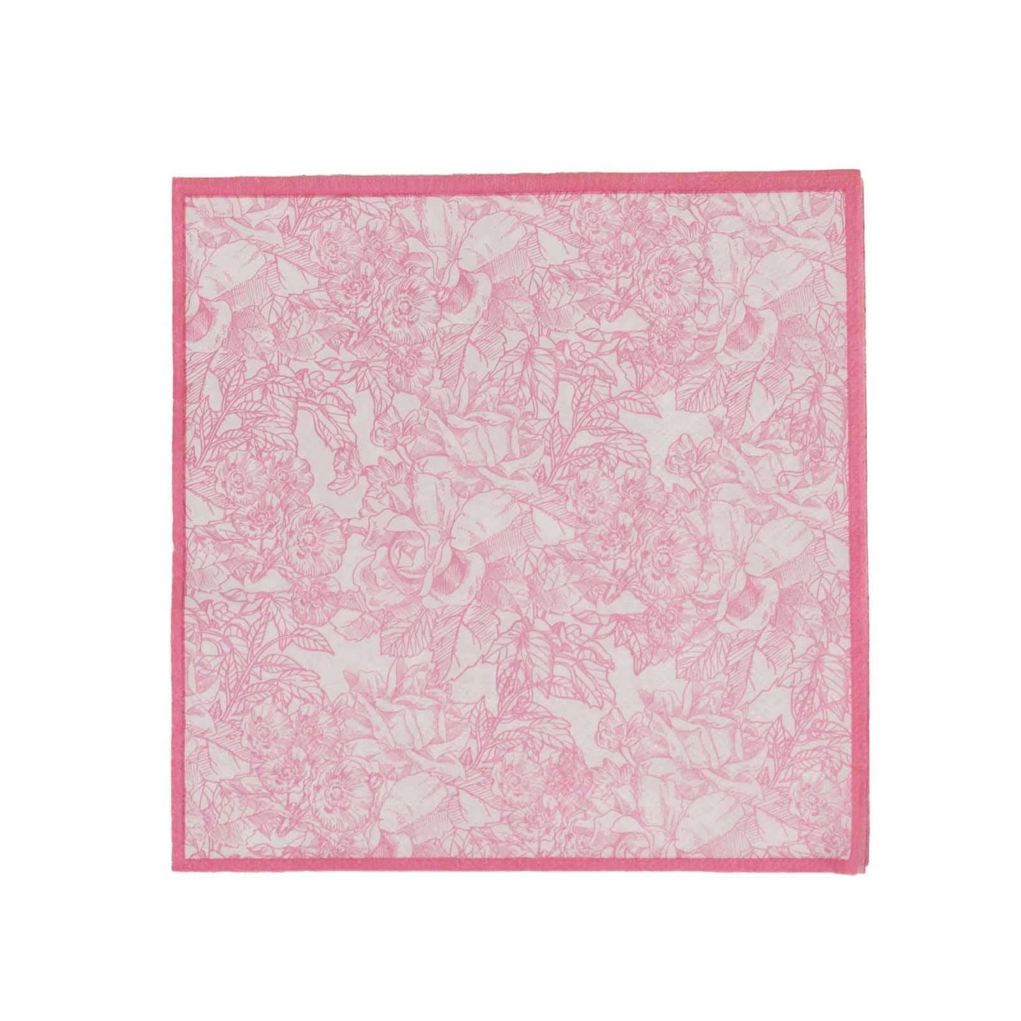 25-Pack Paper Cocktail Napkins with French Toile Print White/Pink - Highly Absorbent 2 Ply Disposable Napkins 6.25"x6.25"