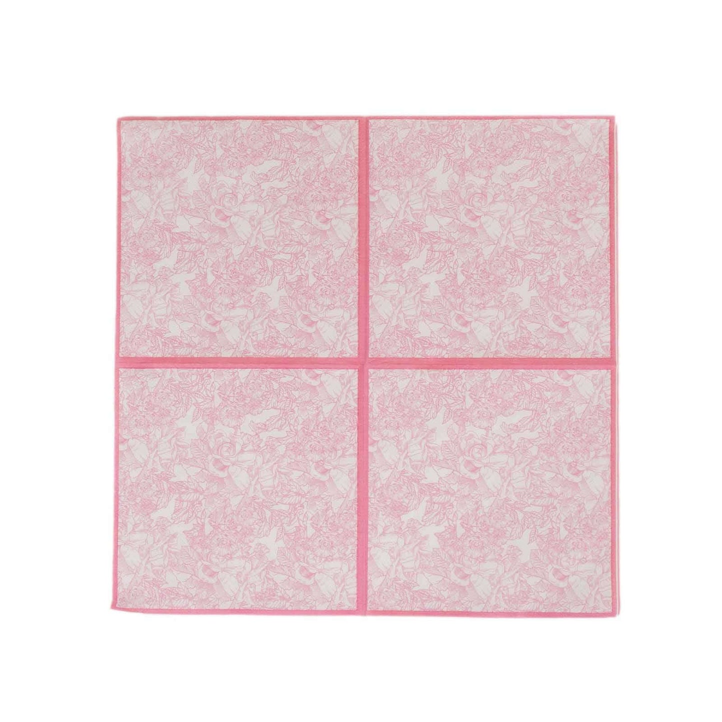 25-Pack Paper Cocktail Napkins with French Toile Print White/Pink - Highly Absorbent 2 Ply Disposable Napkins 6.25"x6.25"