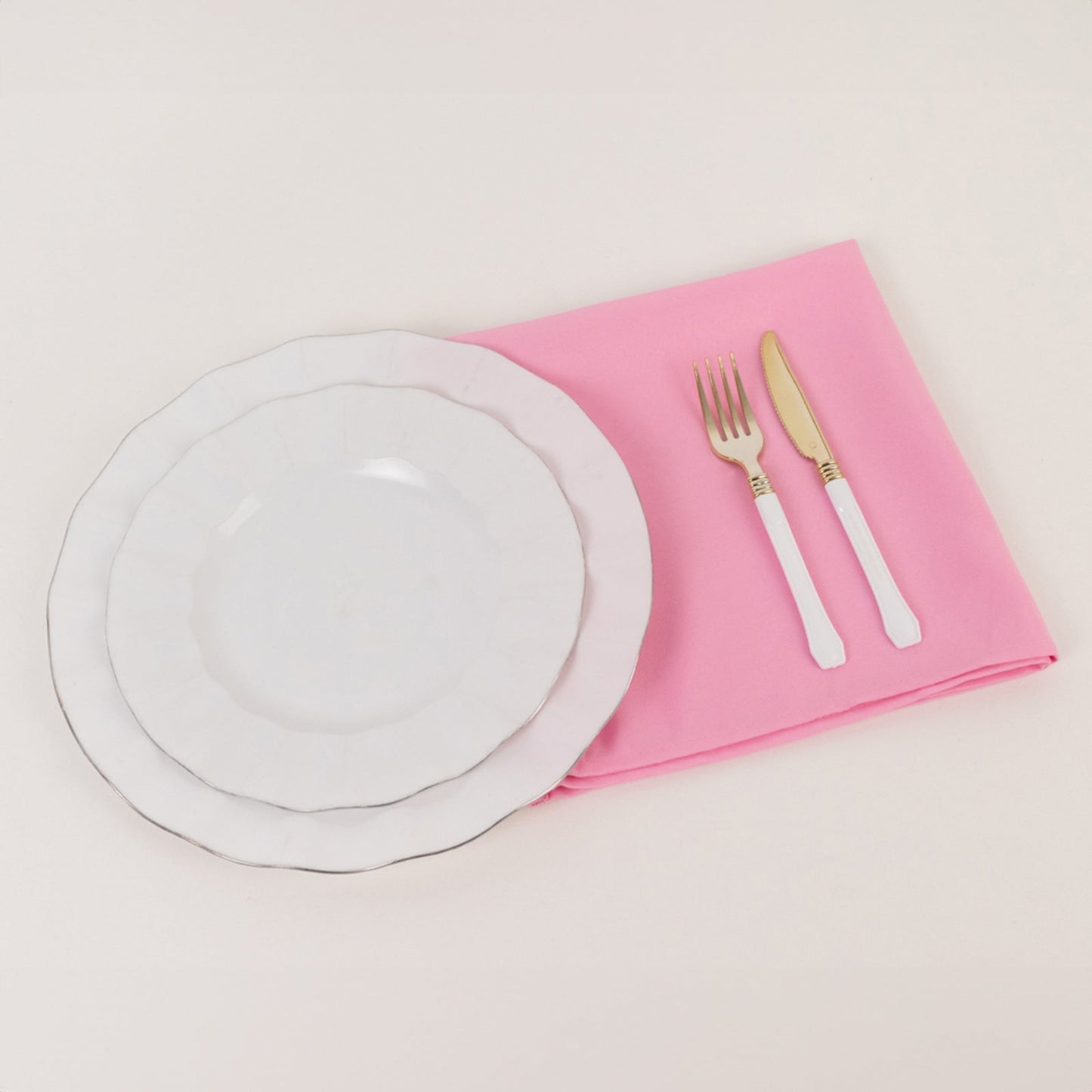5 Pack Premium Polyester 20"x20" Napkins Pink - Wrinkle-Resistant & Durable Dinner Napkins