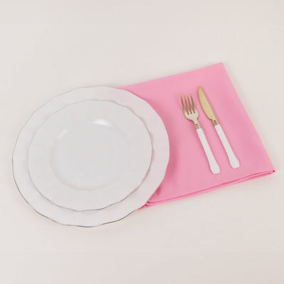 5 Pack Premium Polyester 20"x20" Napkins Pink - Wrinkle-Resistant & Durable Dinner Napkins