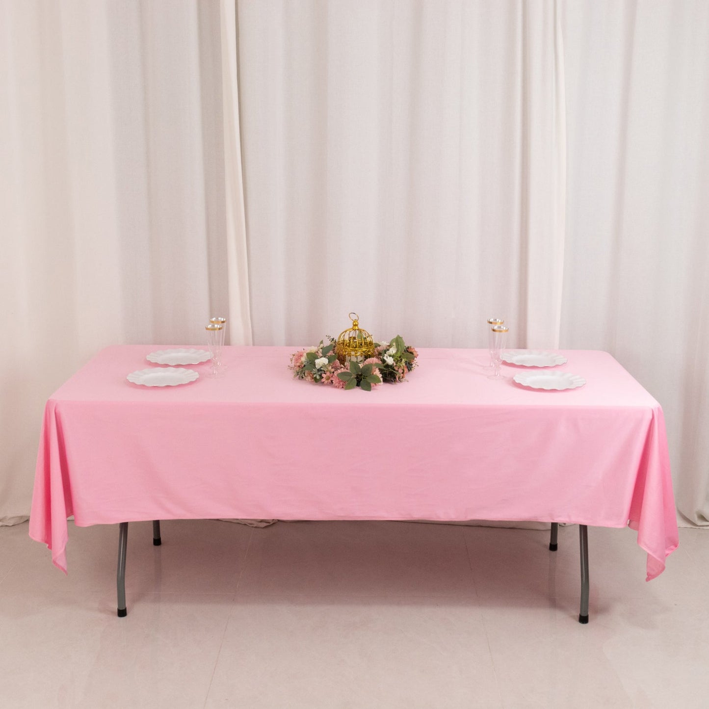 Scuba Rectangular 60"x102" Tablecloth Pink - Wrinkle Free & Stain Resistant Table Cover