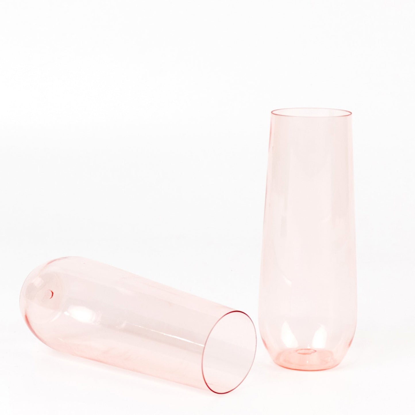 12 Pack Plastic Champagne Glasses in Transparent Blush, Reusable Lightweight Champagne Flutes 9oz