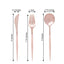 24-Pack Plastic Flatware Set in Rose Gold with Blush Handle - Heavy Duty Disposable Modern Silverware 8"