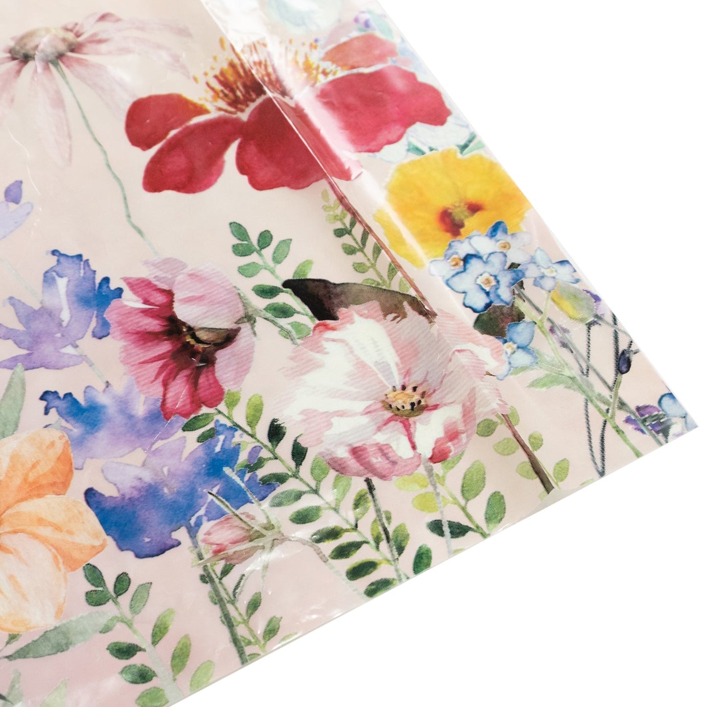 5-Pack Plastic Table Covers Blush Rectangle with Butterfly Floral Print - Decorative PVC Disposable Covers 54"x108"