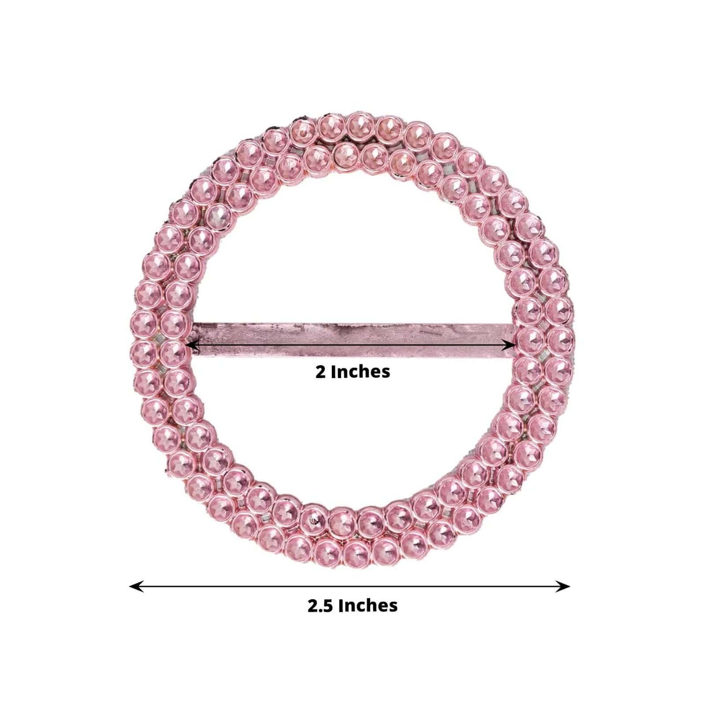 20 Pack Diamond Round Chair Sash Band Buckle Pins Pink - Timeless Rhinestone Napkin Rings 2.5"
