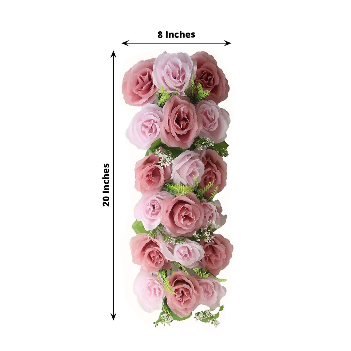 6 Pack Blush Dusty Rose Silk Flower Panel Table Runner, Artificial Floral Arrangements Wedding Table Centerpiece - 20"x8"