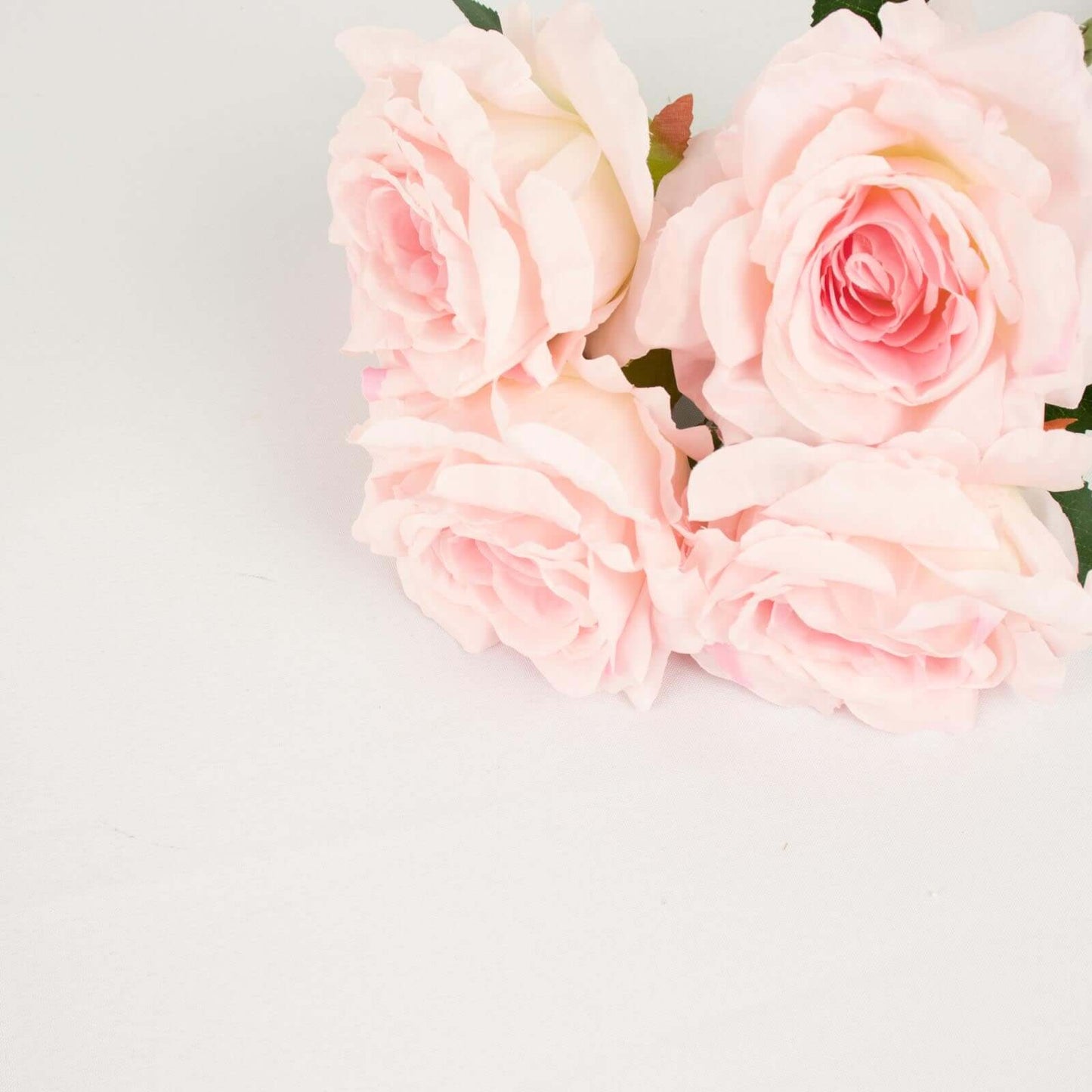 2 Bushes 17" Blush Premium Silk Jumbo Rose Flower Bouquet, High Quality Artificial Wedding Floral Arrangements