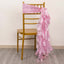 5 Pack Chiffon Satin Chair Sashes Pink - Easy to Install Ruffled Curly Willow
