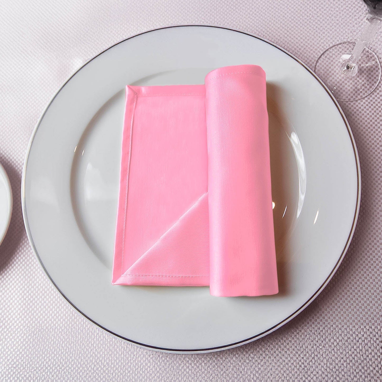 5 Pack Lamour Satin 20"x20" Napkins Pink - Soft Matte Finish Dinner Napkins