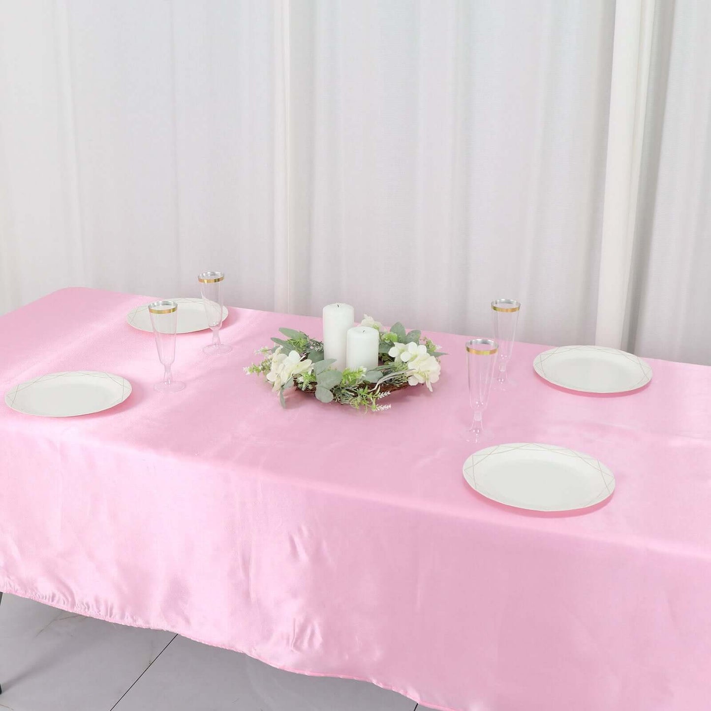 Satin Rectangular 60"x102" Tablecloth Pink - Smooth and Lustrous Table Cover