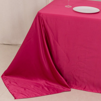 Lamour Satin 90"x132" Rectangle Tablecloth Fuchsia - Soft & Silk-Like Seamless Table Cover