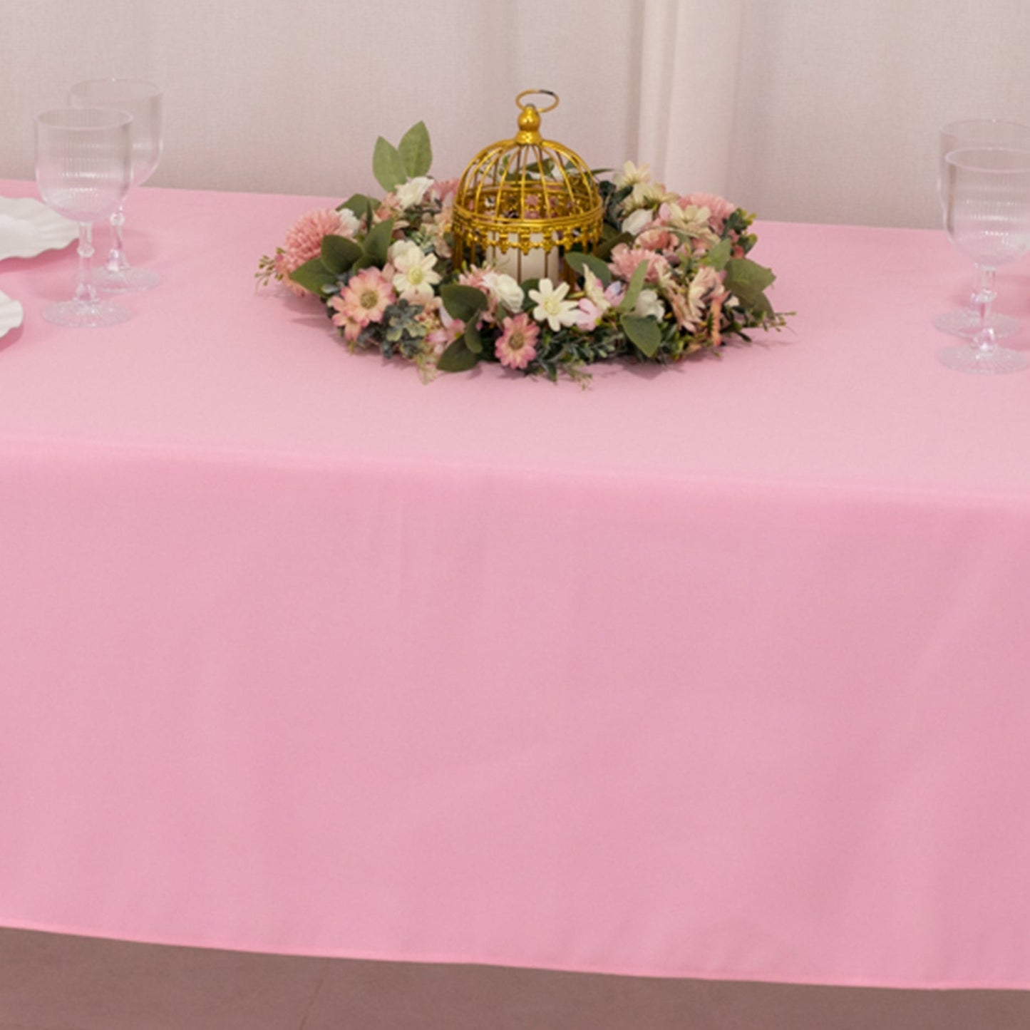 Premium Polyester 60"x102" Rectangle Tablecloth Pink - Durable 220GSM Wrinkle-Resistant Table Cover