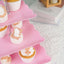 3-Tier Plastic Square Cupcake Stand Tower Pink - Charming Easy to Assemble Dessert Display Serving Tray Platter with Floral Embossed Scalloped Rim & Silver Handle for Tea Parties Weddings & Special Occasions 13"