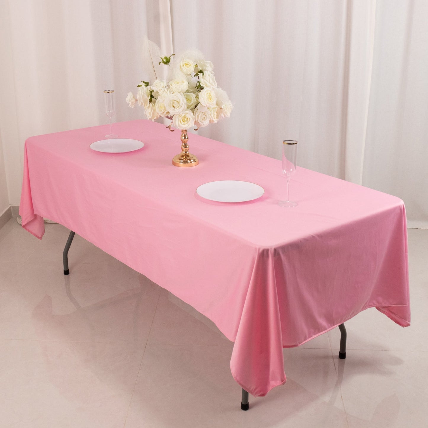 Scuba Rectangular 60"x102" Tablecloth Pink - Wrinkle Free & Stain Resistant Table Cover
