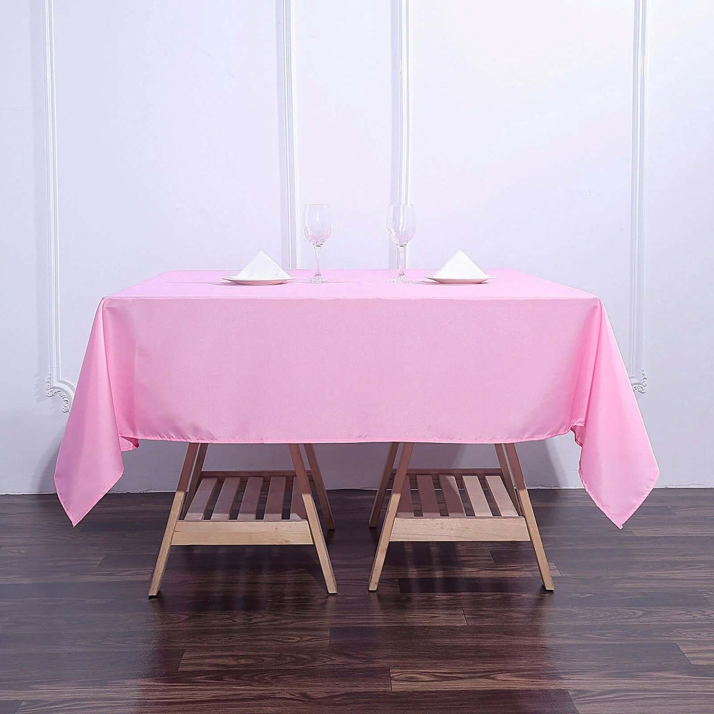 Polyester Square 70"x70" Tablecloth Pink - Wrinkle-Resistant & Durable Table Cover